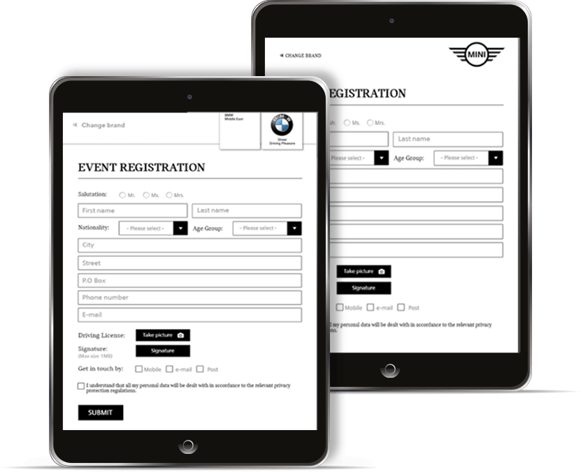BMW Middle East Website Development Event Registration Form Screenshot